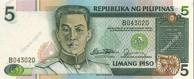 5 Pesos FILIPINAS  1985 P.168a FDC