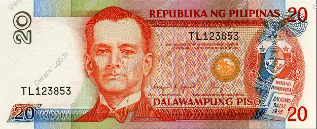 20 Pesos FILIPINAS  1986 P.170c FDC