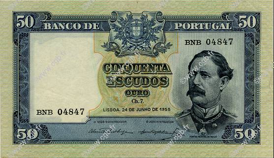 50 Escudos PORTUGAL  1955 P.160 EBC