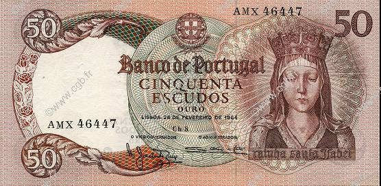 50 Escudos PORTUGAL  1964 P.168 EBC a SC
