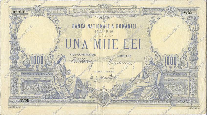 1000 Lei ROMANIA  1916 P.023a XF-