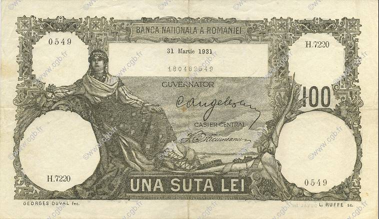 100 Lei ROMANIA  1931 P.033 VF