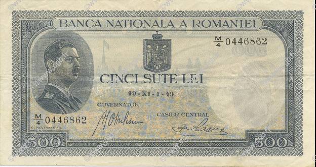 500 Lei ROMANIA  1940 P.042a VF+