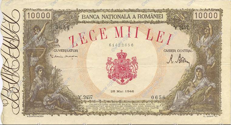 10000 Lei ROMANIA  1946 P.057a q.SPL