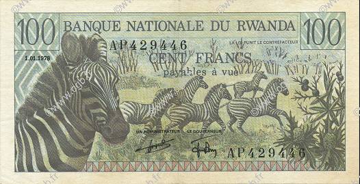 100 Francs RWANDA  1978 P.12a XF+