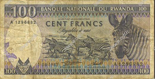 100 Francs RUANDA  1982 P.18 SGE to S