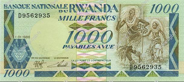 1000 Francs RUANDA  1988 P.21 ST