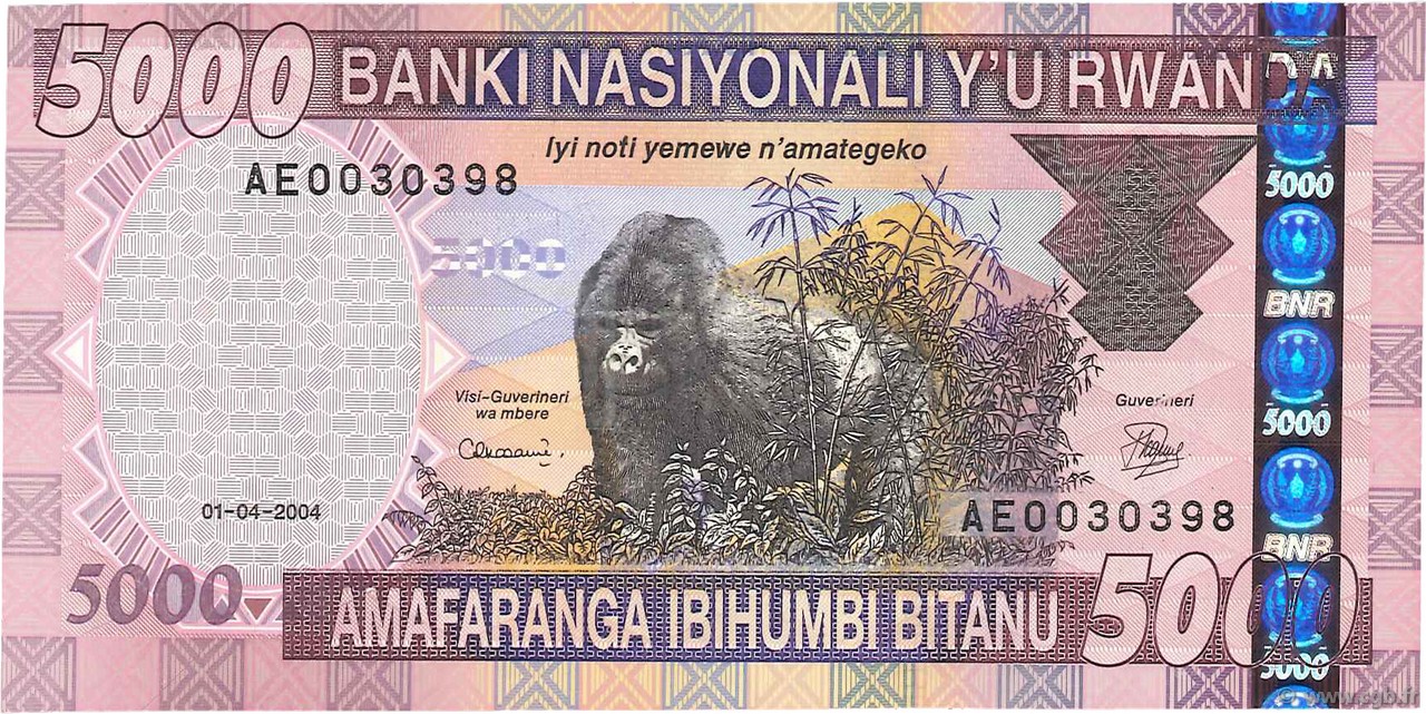 5000 Francs RWANDA  2004 P.33 UNC