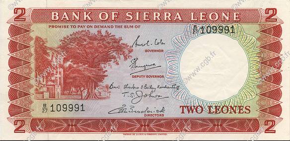 2 Leones SIERRA LEONE  1969 P.02c XF+