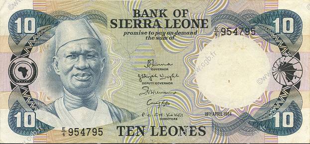 10 Leones SIERRA LEONE  1984 P.08b XF