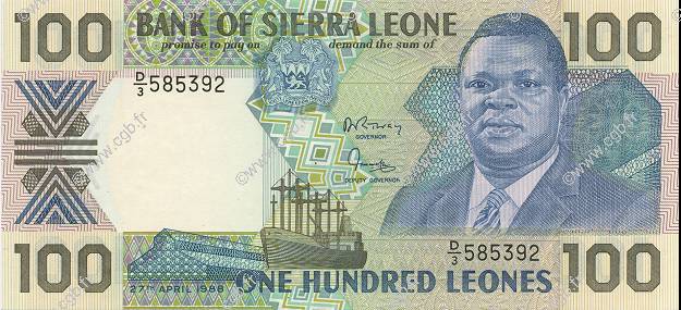 100 Leones SIERRA LEONE  1988 P.18a FDC