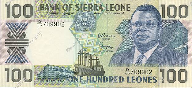 100 Leones SIERRA LEONE  1990 P.18c pr.NEUF