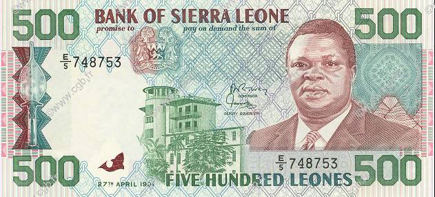 500 Leones SIERRA LEONA  1991 P.19 FDC
