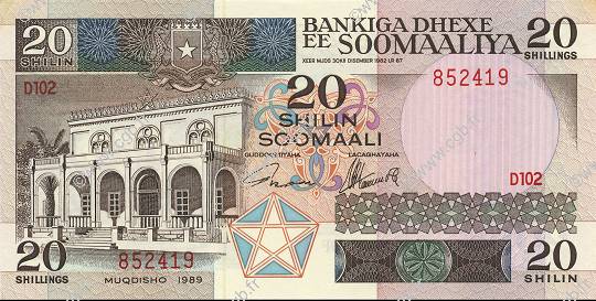 20 Shilin SOMALIA  1989 P.33d SC+