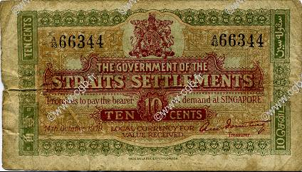 10 Cents MALESIA - INSEDIAMENTI DELLO STRETTO  1919 P.08b B