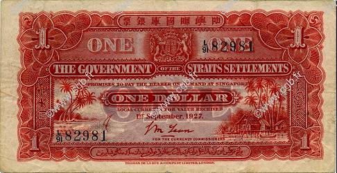 1 Dollar MALESIA - INSEDIAMENTI DELLO STRETTO  1927 P.09a BB