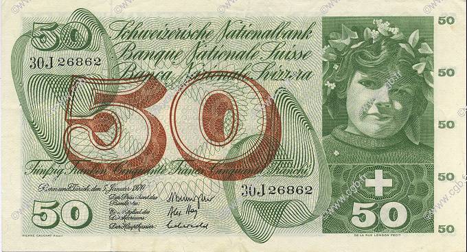 50 Francs SUISSE  1970 P.48j fVZ