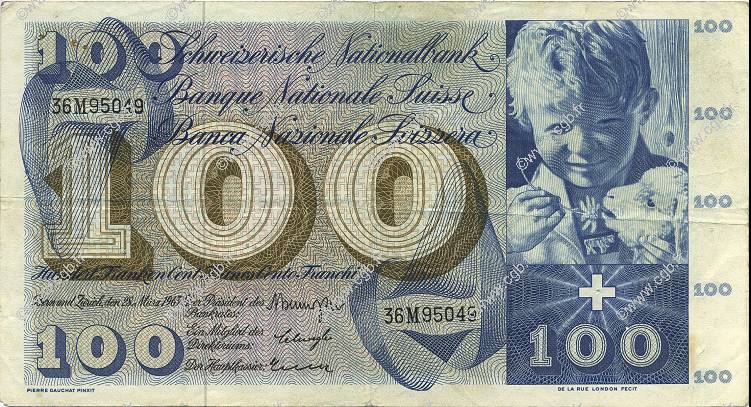 100 Francs SUISSE  1963 P.49e MB