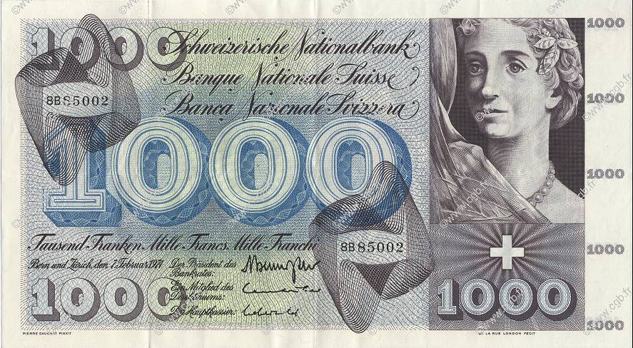 1000 Francs SUISSE  1964 P.52m VZ