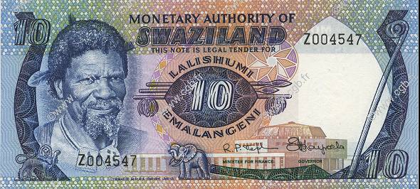 10 Emalangeni SWAZILAND  1974 P.04a UNC