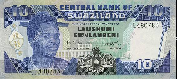 10 Emalangeni SWAZILAND  1990 P.20a UNC