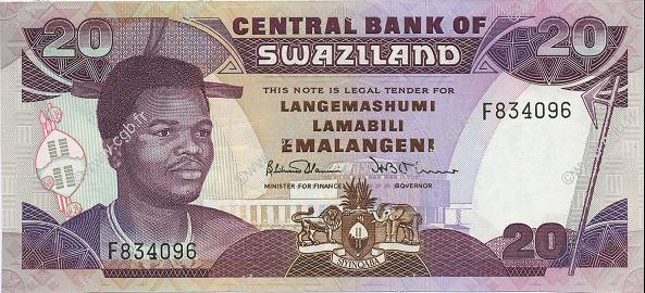 20 Emalangeni SWAZILAND  1990 P.21a FDC