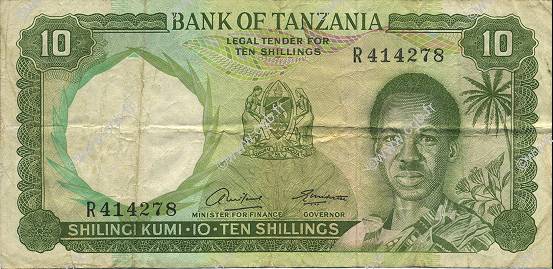 10 Shillings TANZANIA  1966 P.02a MB
