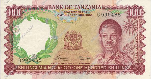100 Shillings TANZANIE  1966 P.05a TTB+