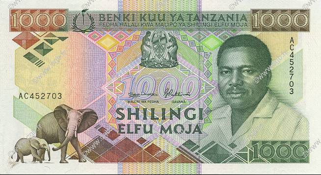 1000 Shillings TANSANIA  1990 P.22 fST+
