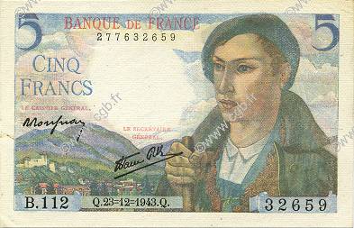 5 Francs BERGER FRANCIA  1943 F.05.05 AU+