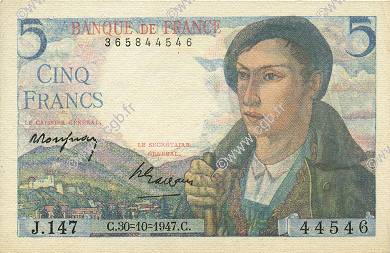 5 Francs BERGER FRANCE  1947 F.05.07 AU