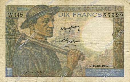 10 Francs MINEUR FRANKREICH  1947 F.08.18 fSS