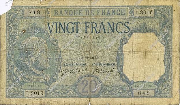 20 Francs BAYARD FRANCIA  1917 F.11.02 B