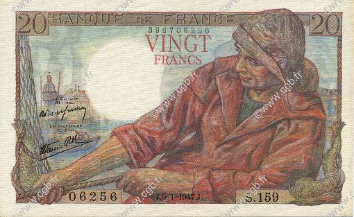 20 Francs PÊCHEUR FRANCIA  1947 F.13.11 q.FDC