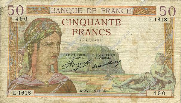 50 Francs CÉRÈS FRANCE  1935 F.17.08 pr.TB