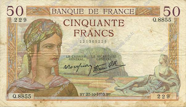 50 Francs CÉRÈS modifié FRANCIA  1938 F.18.17 BC+
