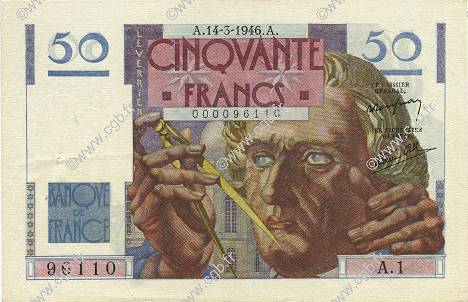 50 Francs LE VERRIER FRANCIA  1946 F.20.01 EBC+