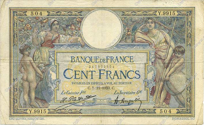 100 Francs LUC OLIVIER MERSON sans LOM FRANCIA  1923 F.23.16 RC+