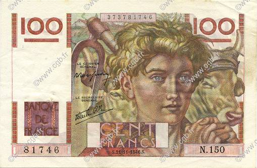 100 Francs JEUNE PAYSAN FRANKREICH  1946 F.28.11 VZ to fST