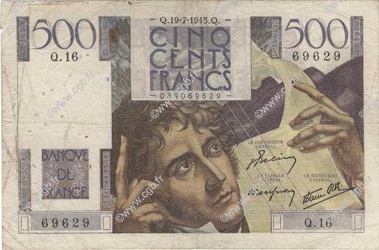 500 Francs CHATEAUBRIAND FRANCIA  1945 F.34.01 RC+