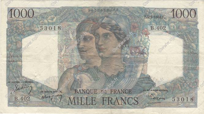 1000 Francs MINERVE ET HERCULE FRANCIA  1948 F.41.20 BB