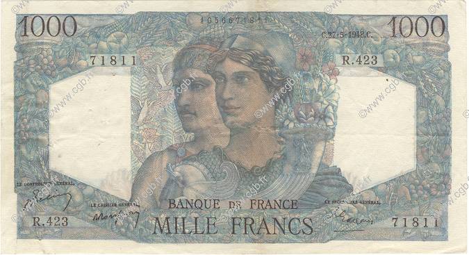 1000 Francs MINERVE ET HERCULE FRANCIA  1948 F.41.21 q.SPL