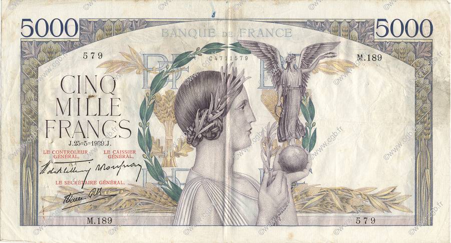 5000 Francs VICTOIRE Impression à plat FRANCIA  1939 F.46.06 BC