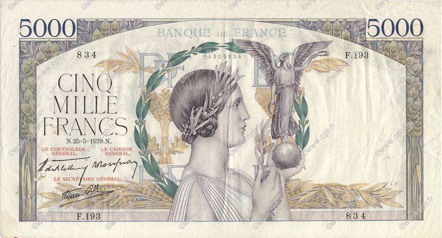5000 Francs VICTOIRE Impression à plat FRANCE  1939 F.46.06 pr.TTB