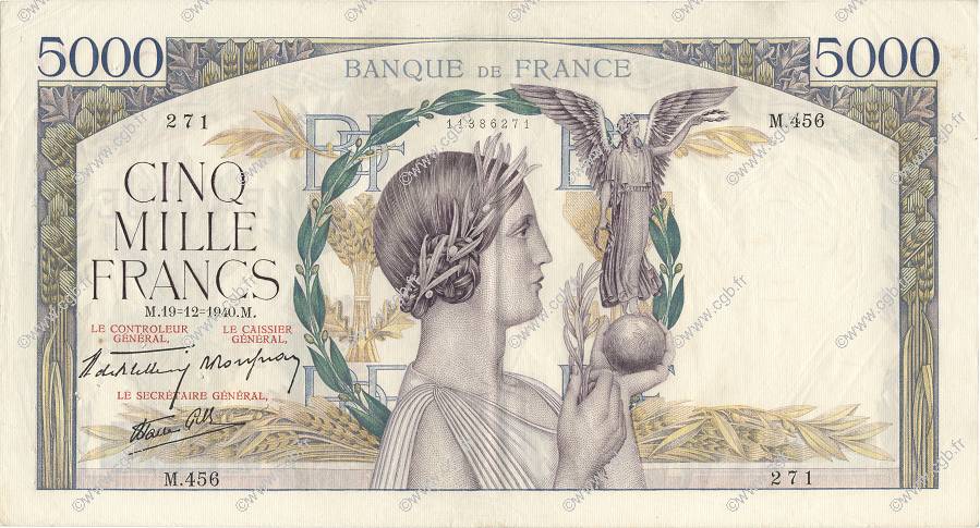 5000 Francs VICTOIRE Impression à plat FRANCE  1940 F.46.17 VF