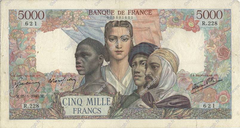 5000 Francs EMPIRE FRANÇAIS FRANCE  1945 F.47.10 TB