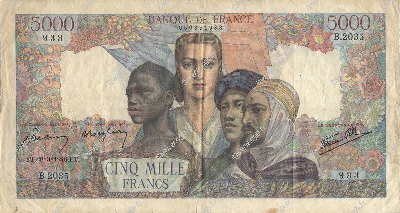 5000 Francs EMPIRE FRANÇAIS FRANCIA  1946 F.47.51 BC+