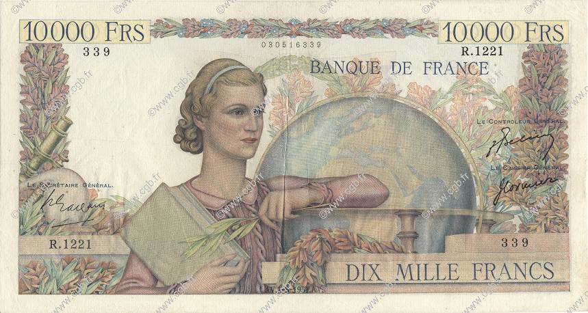 10000 Francs GÉNIE FRANÇAIS FRANCE  1951 F.50.48 F - VF