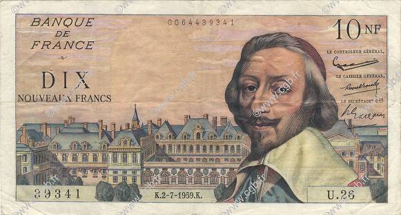 10 Nouveaux Francs RICHELIEU FRANKREICH  1959 F.57.02 SS