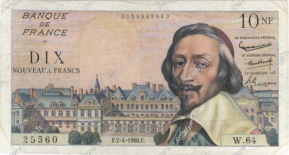 10 Nouveaux Francs RICHELIEU FRANCIA  1960 F.57.06 MB